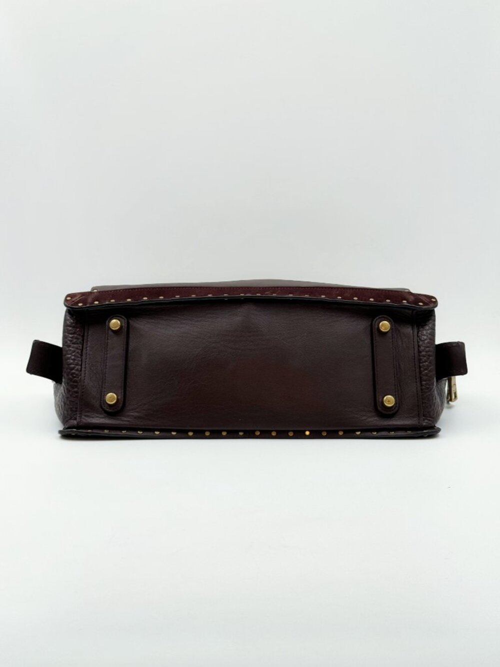 Coach Dark Brown Leather Studded Satchel with Gold Hardware - Picture 5 of 14